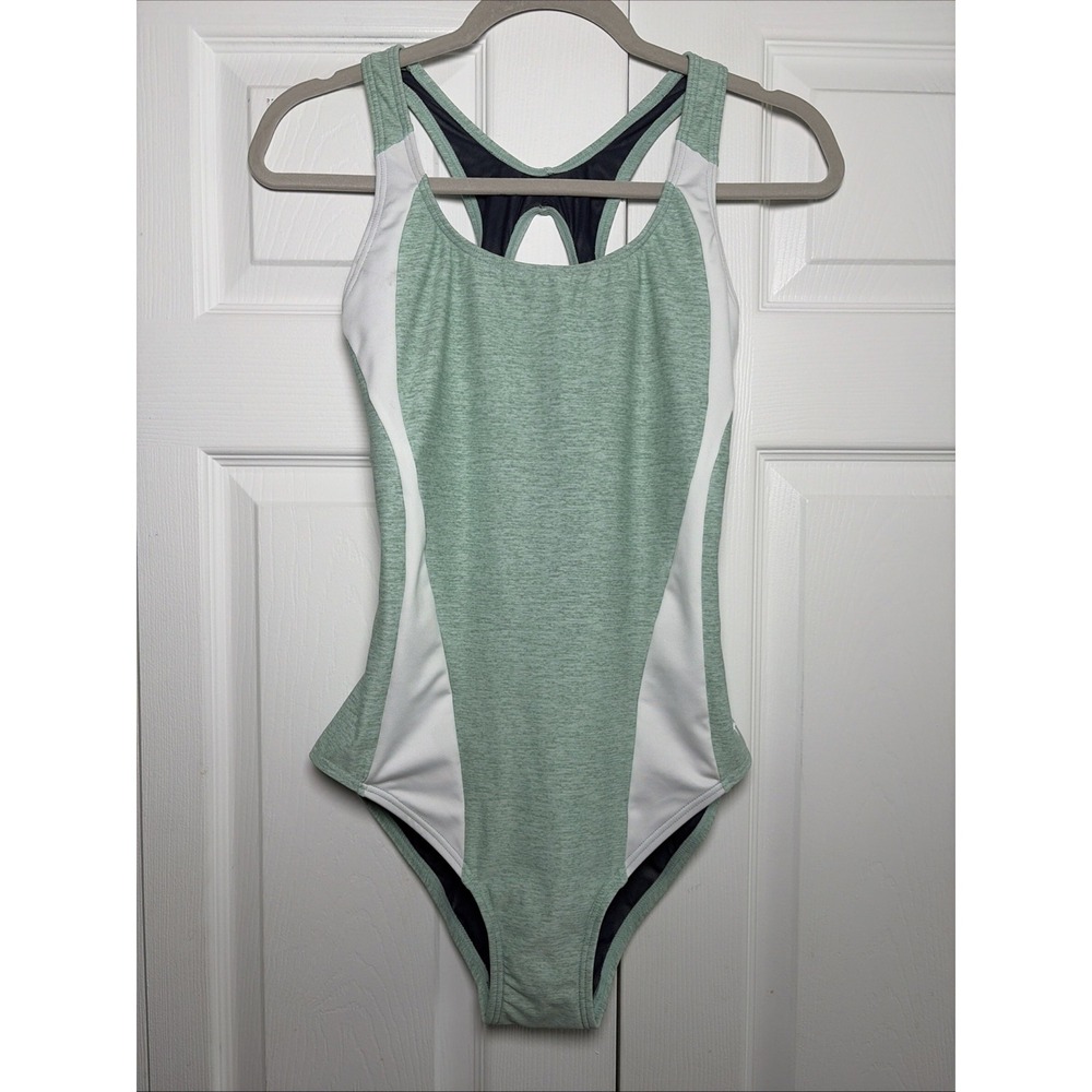 TYR Racerback One Piece Swimsuit Womens Size 12 Mint Green Athletic Training